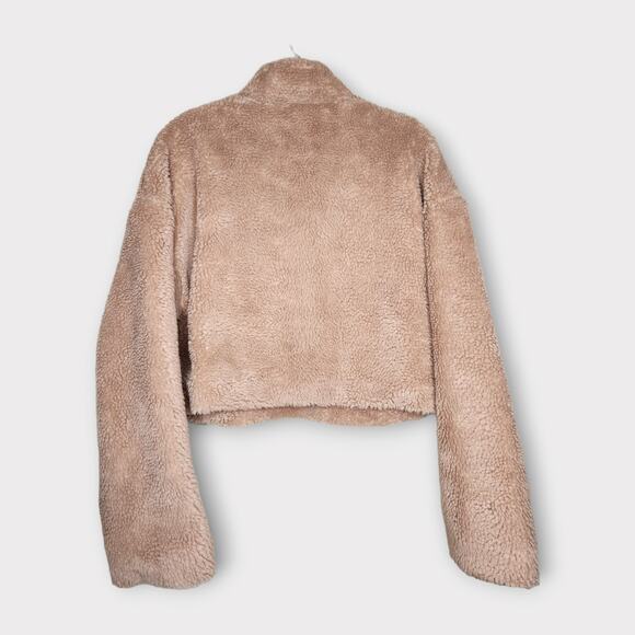 NEW Tiger Mist Cropped Teddy Fleece Pullover 1/4 Zip Jacket Women’s Medium - Picture 6 of 6